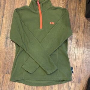 Helly Hansen Olive Green Fleece with Bright Orange Zip Womens Small S